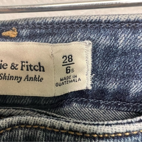 AF Jeans Womens 28 Blue High Rise Super Skinny Ankle Distressed Button Fly Short - Picture 4 of 10